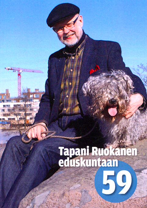 Eläinteemainen vaalimainos.